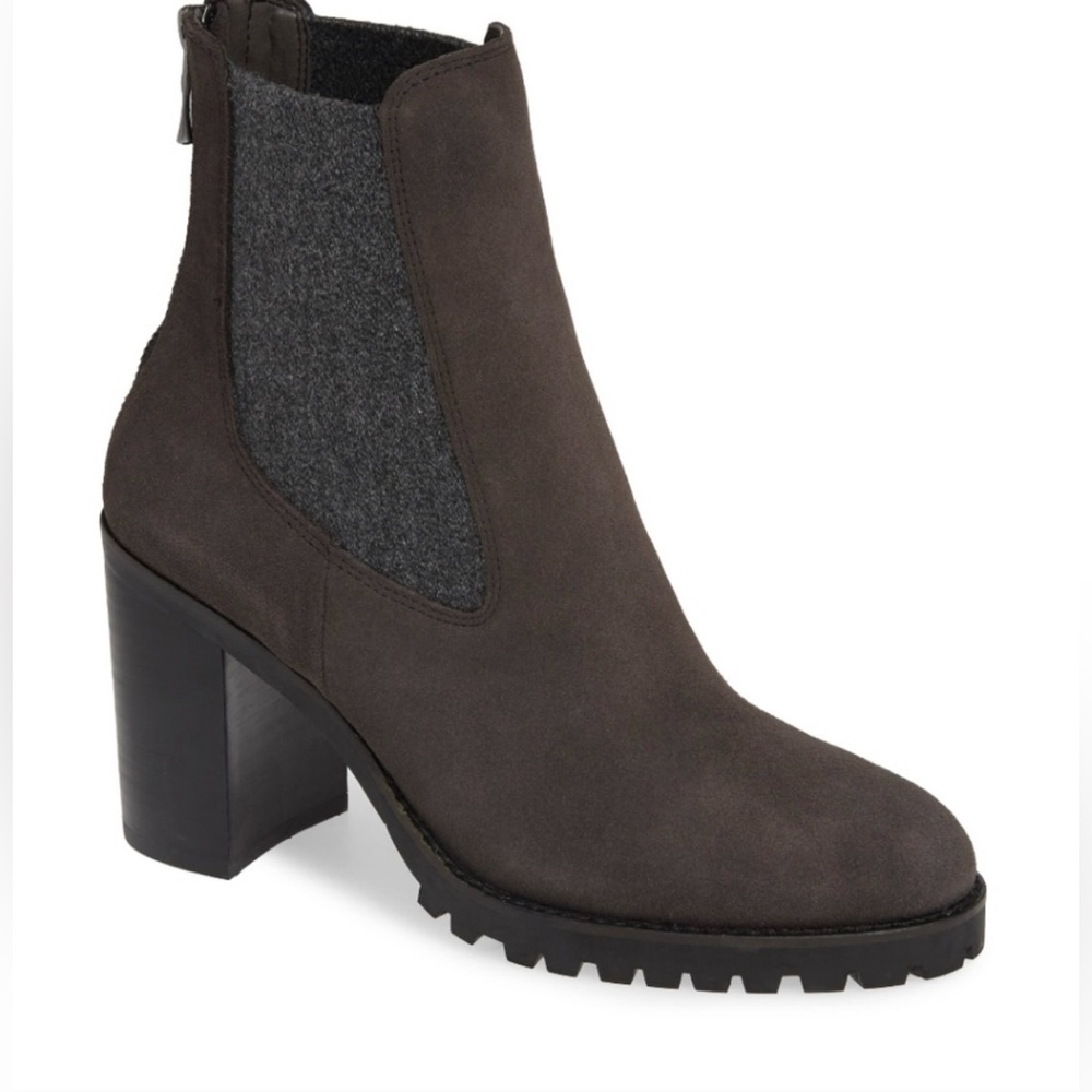 Chinese Laundry Women's Brown with Gray Jersey Ankle Boots size 9.5 EUC